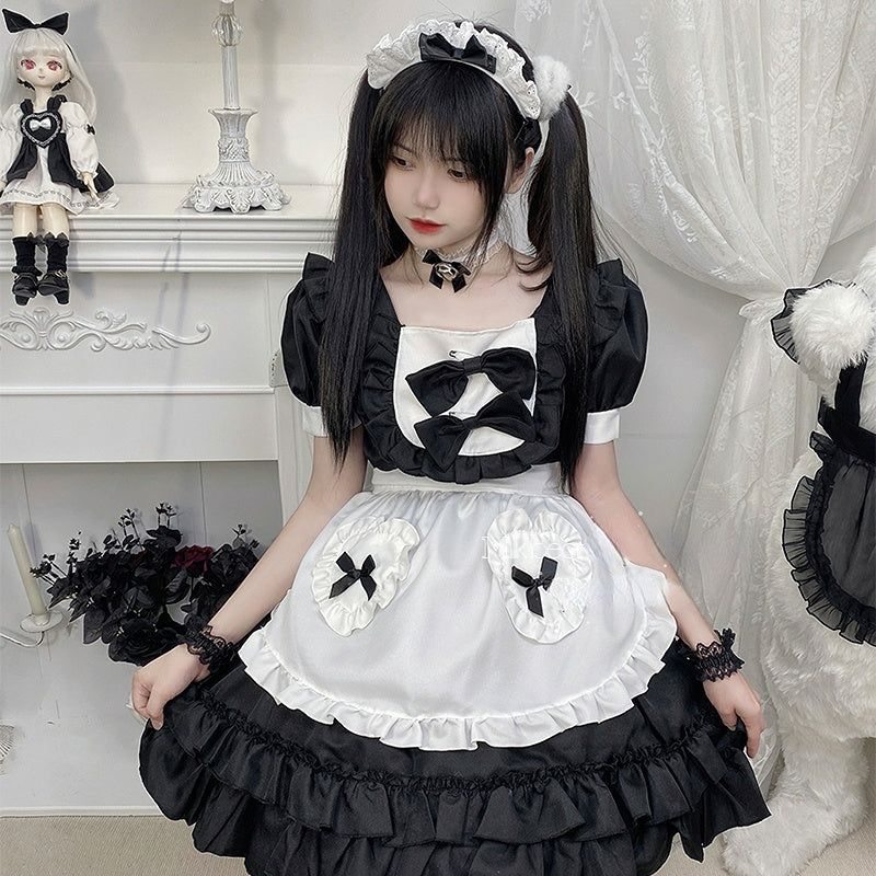 2 Colors Sweet Bows Maid Dress ON645