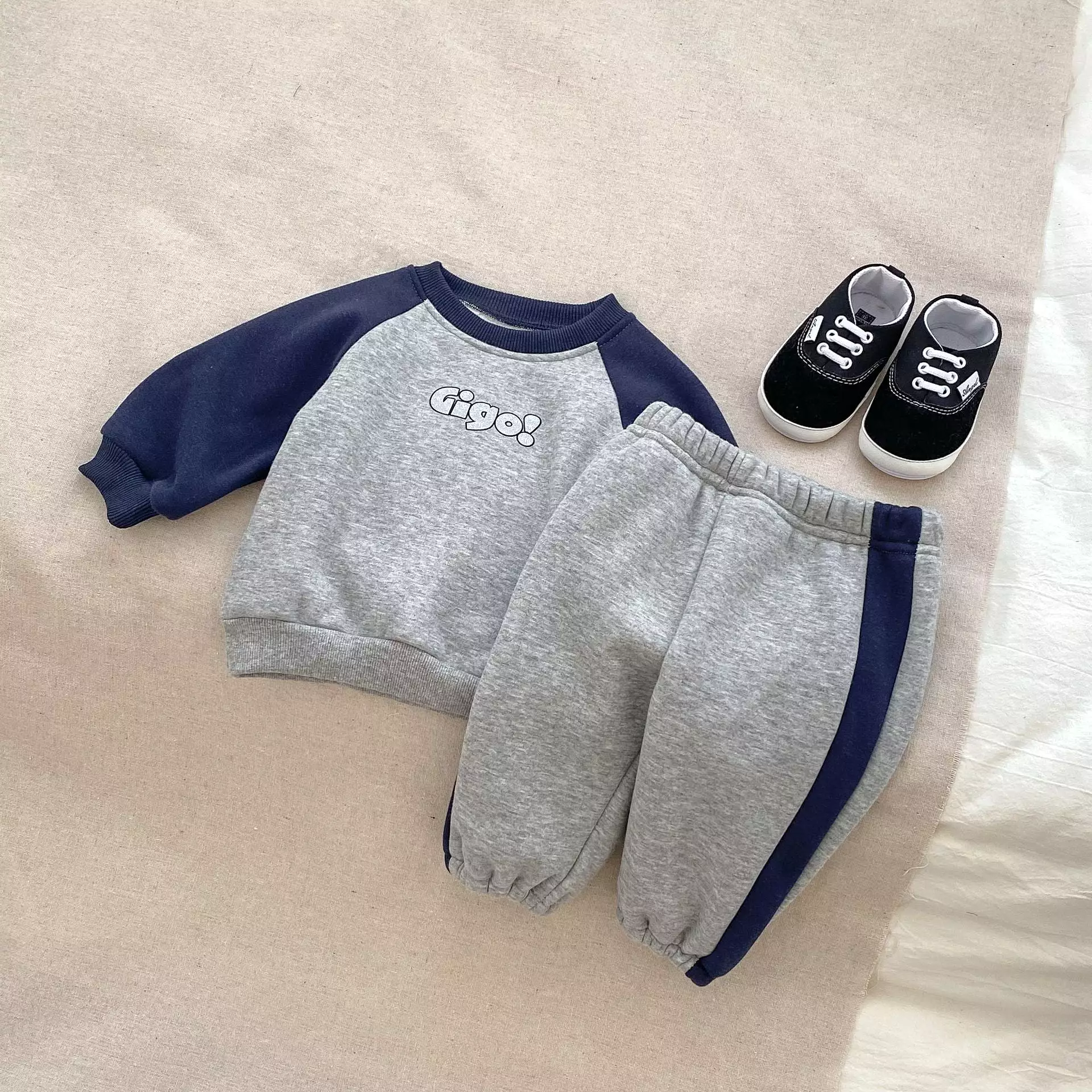 2 Pieces Set Baby Kid Boys Letters Color-blocking Hoodies Sweatshirts And Pants Wholesale 23101933