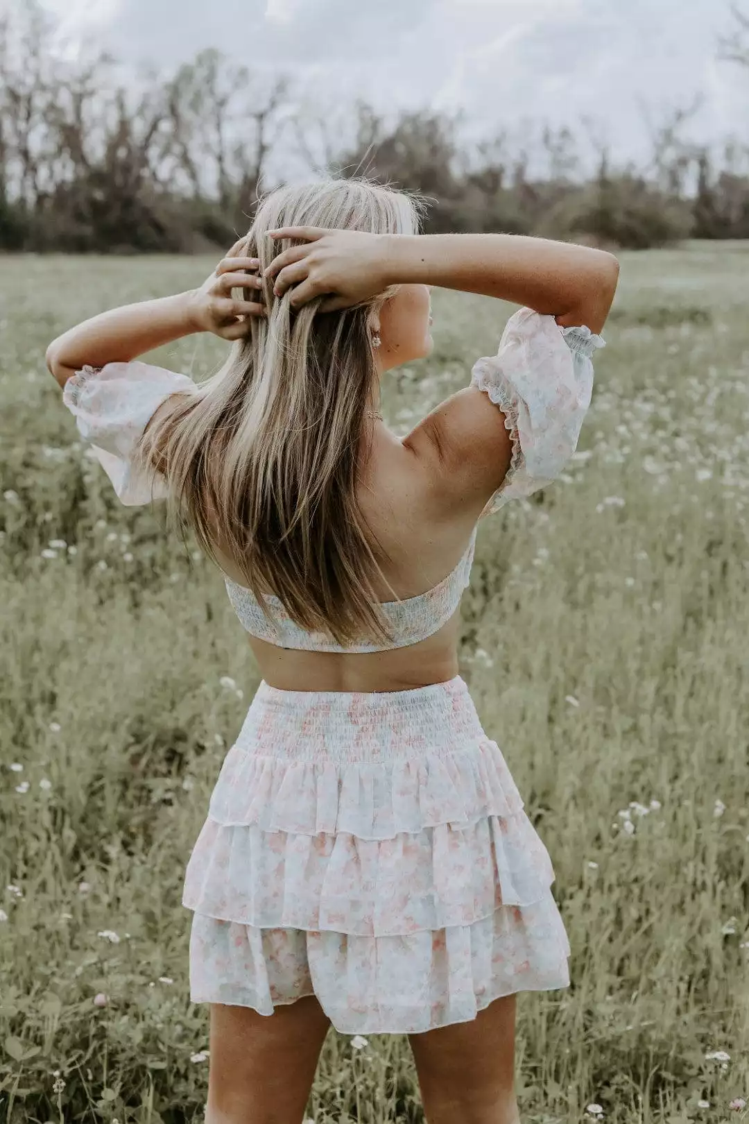 Baby Pink Floral Skirt Set