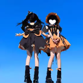 Black Orange Halloween Witch Sweet Pumpkin Lolita Dress ON823