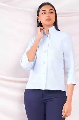 Blue High Collar Shirt