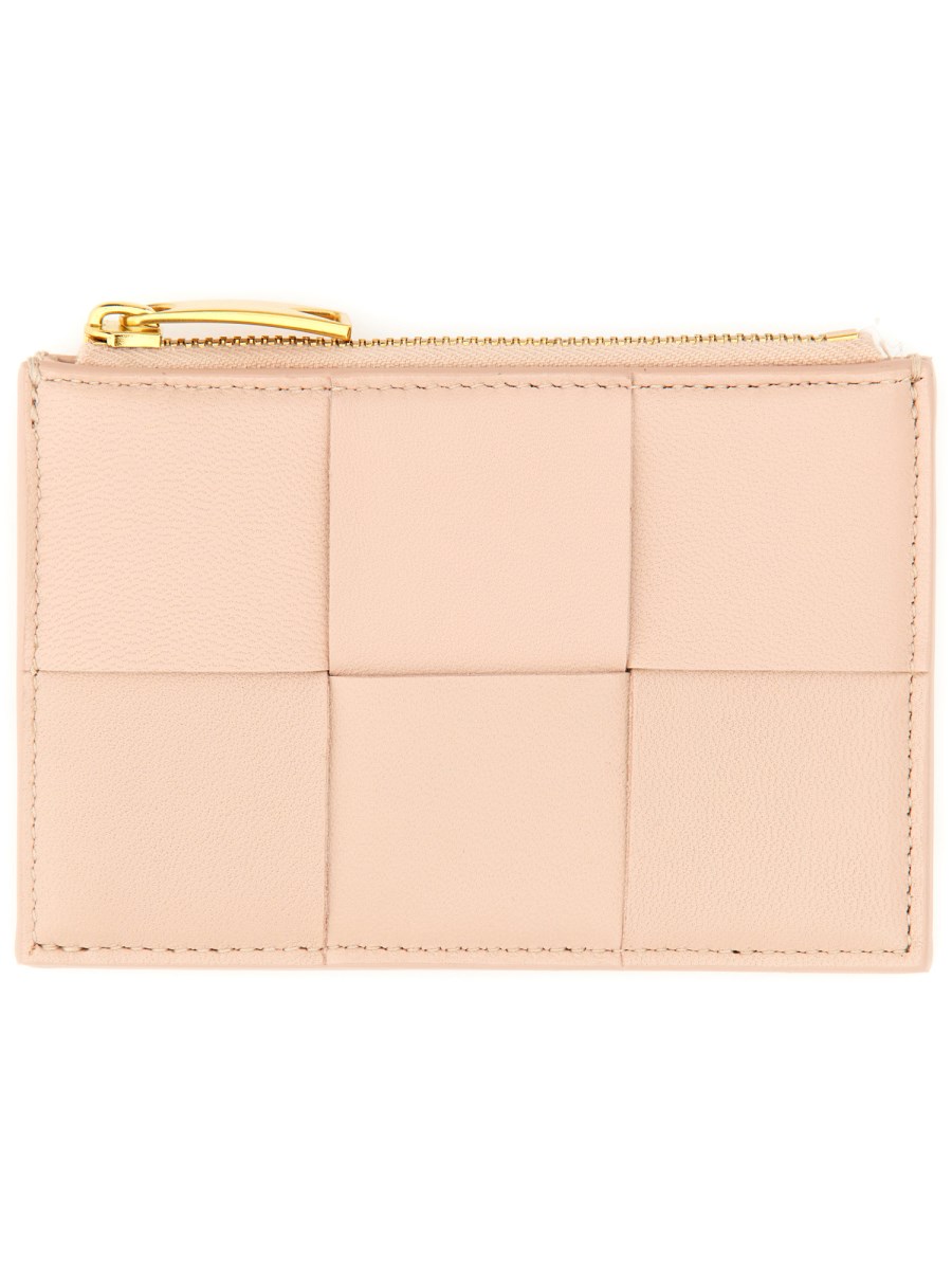 BOTTEGA VENETA    LEATHER CASSETTE CARD CASE WITH ZIPPER