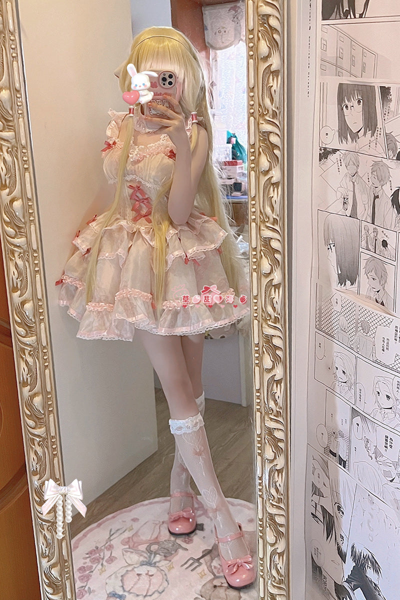 Chobits Swee White Pink Lovely Pastel Lolita Dress ON824