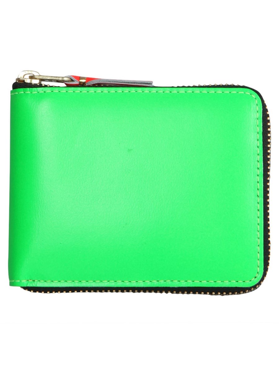 COMME DES GARCONS WALLET    SUPER FLUO LEATHER WALLET WITH ZIPPER