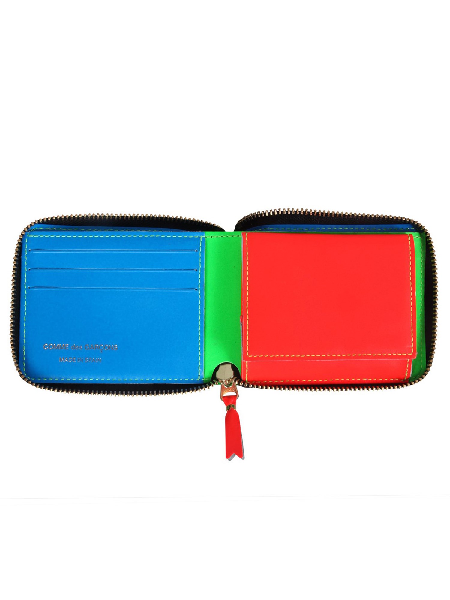 COMME DES GARCONS WALLET    SUPER FLUO LEATHER WALLET WITH ZIPPER