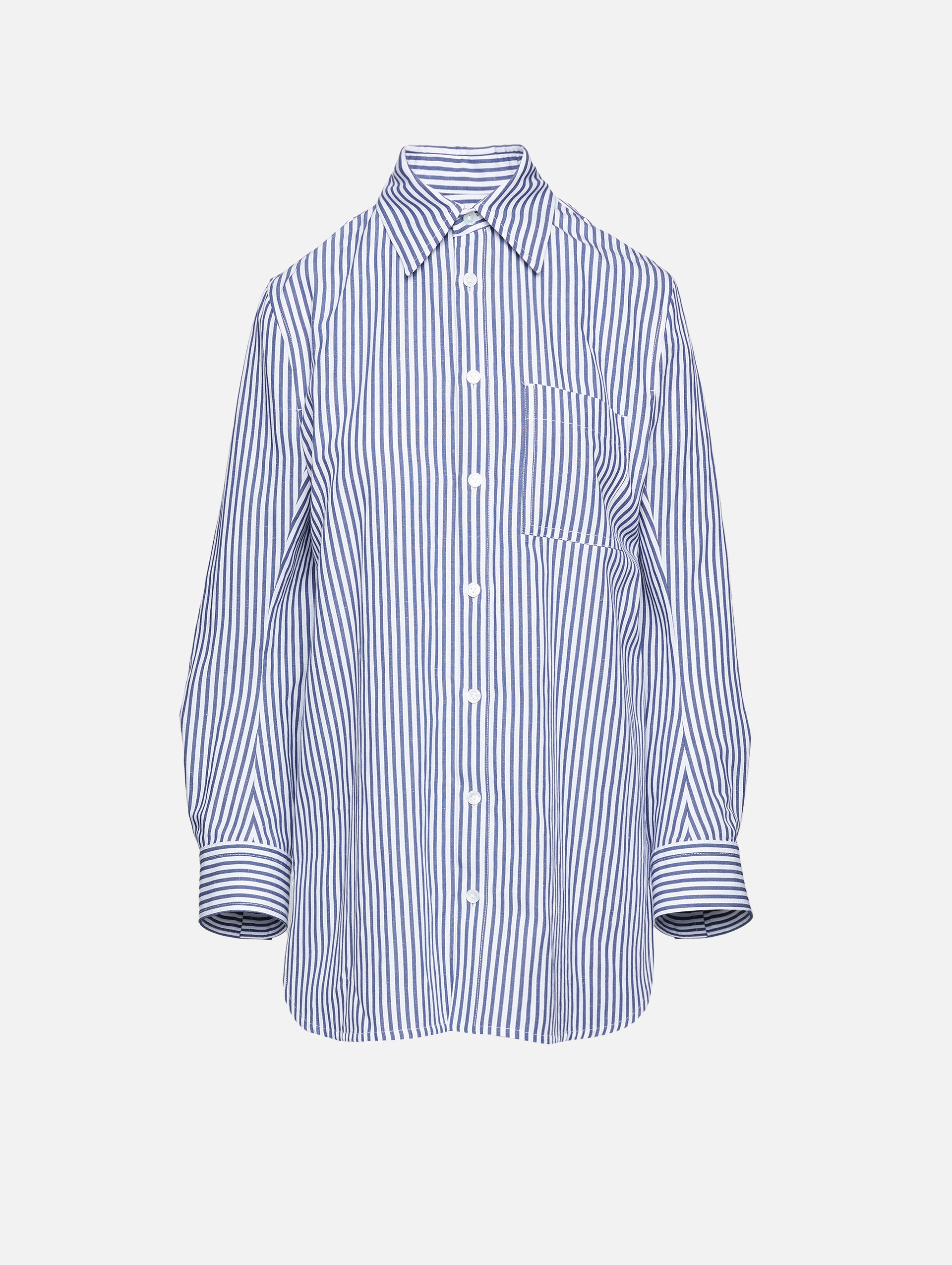 Curved Shape Cotton Linen Shirt