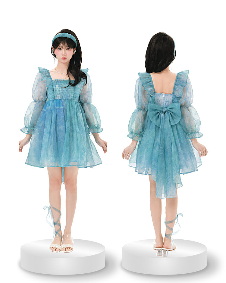 Cute Dreamy Girly Ocean Blue Ruffles Dress ON623