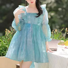 Cute Dreamy Girly Ocean Blue Ruffles Dress ON623