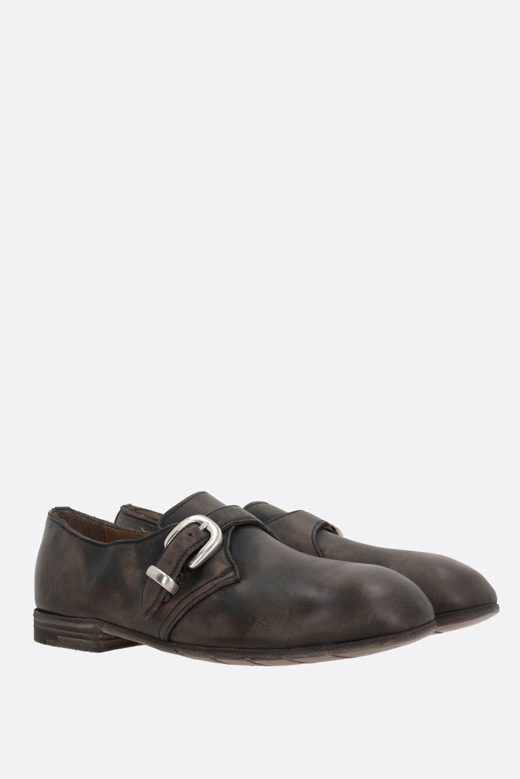 Dress Brass vintage leather monk strap shoes