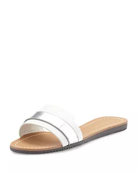 ELIE TAHARI  Women's Negril •Chrome/Argento• Leather Slide Sandal