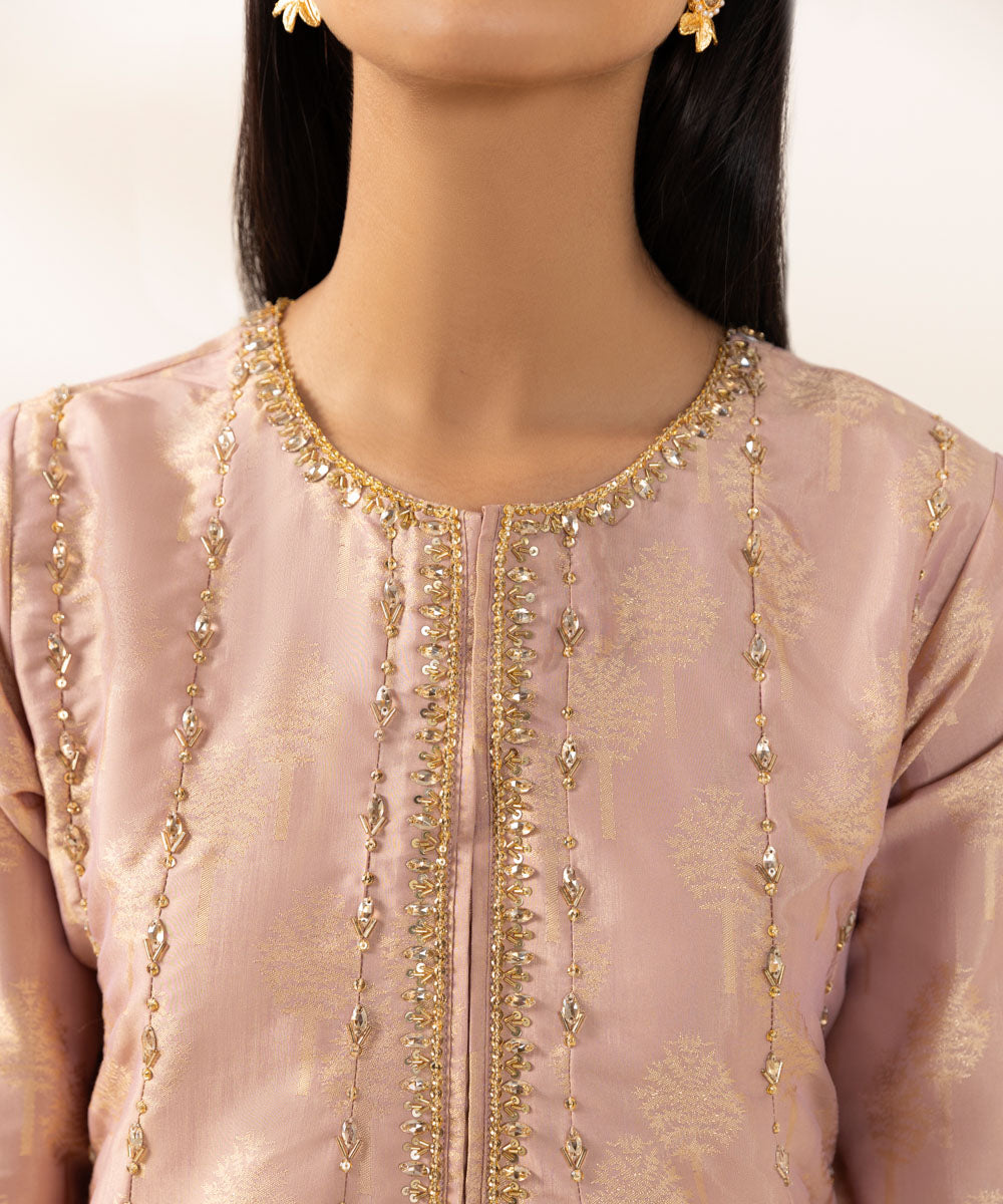 Embellished Flared Jacquard Shirt