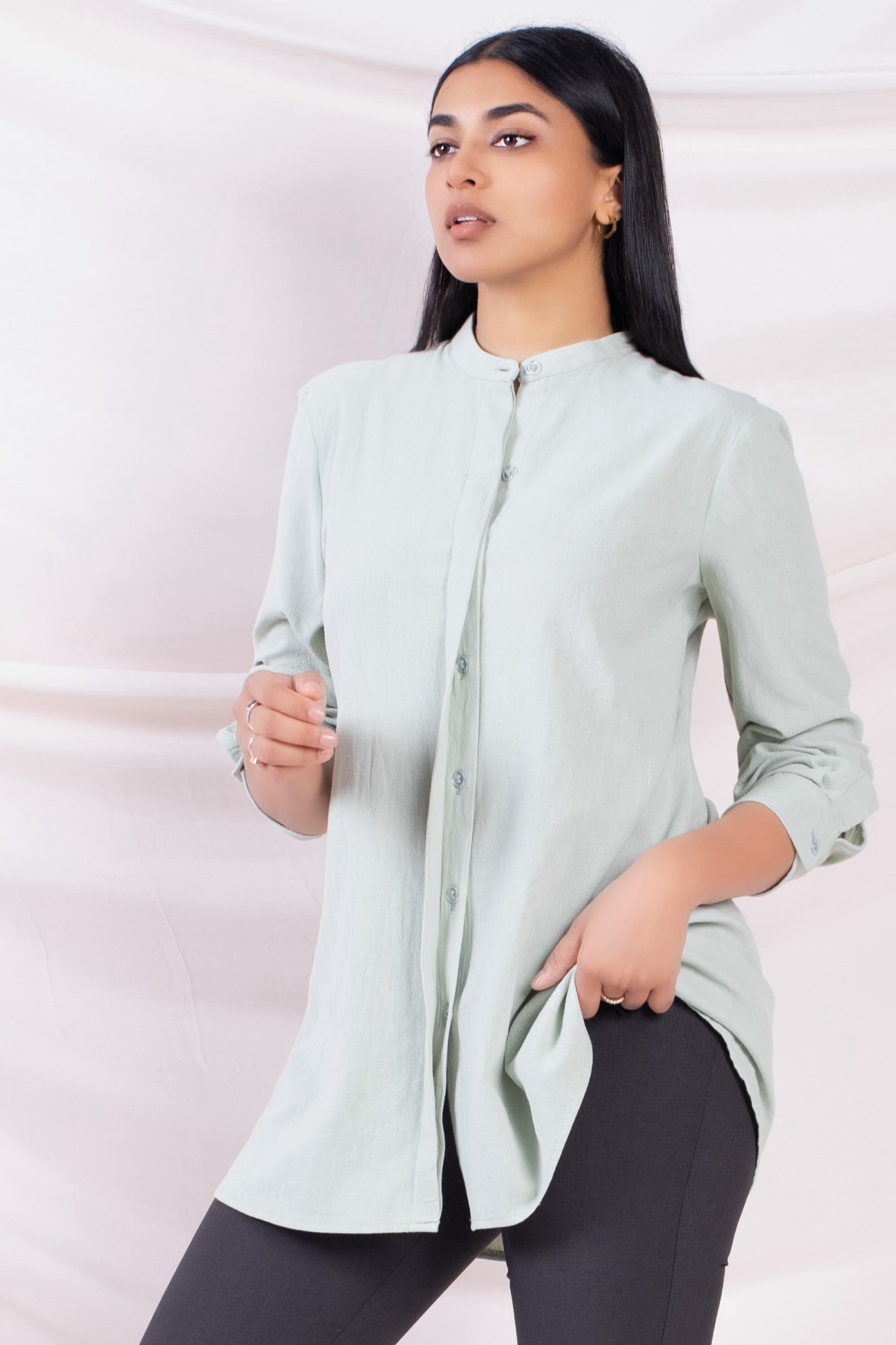 Green Mandarin Shirt