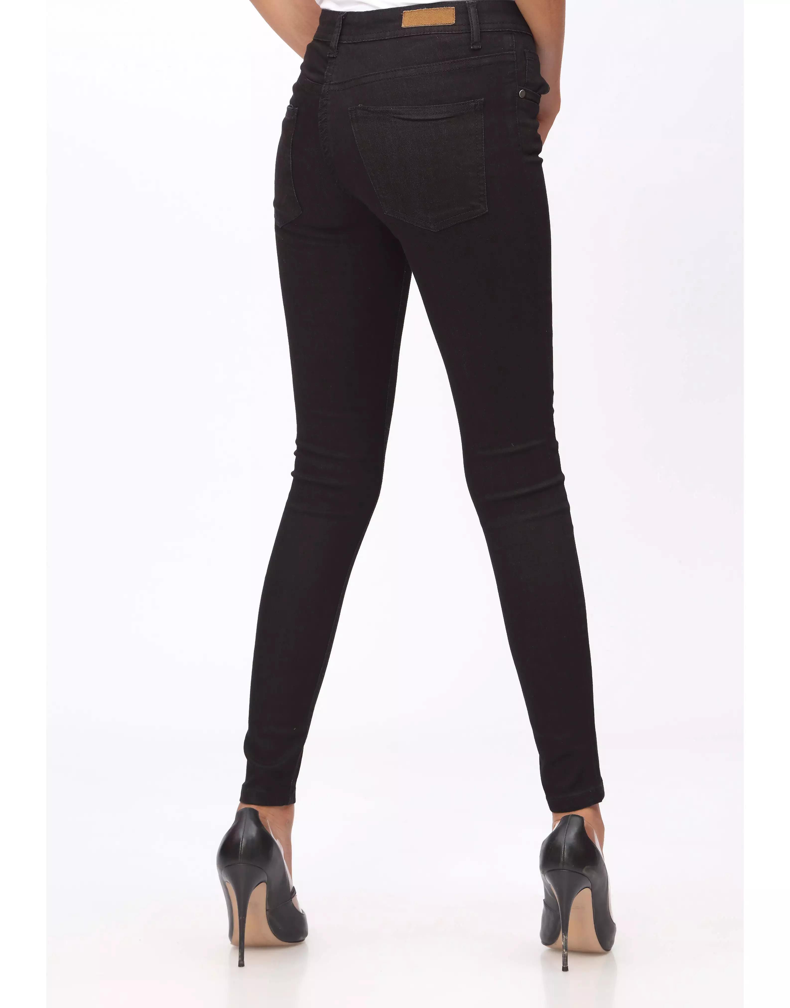 High Rise Skinny Jeans with Sassy Print in Jet Black