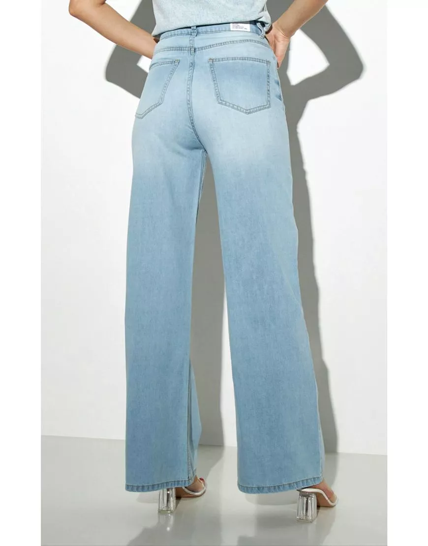 High Rise Wide Leg Jeans Ice Blue