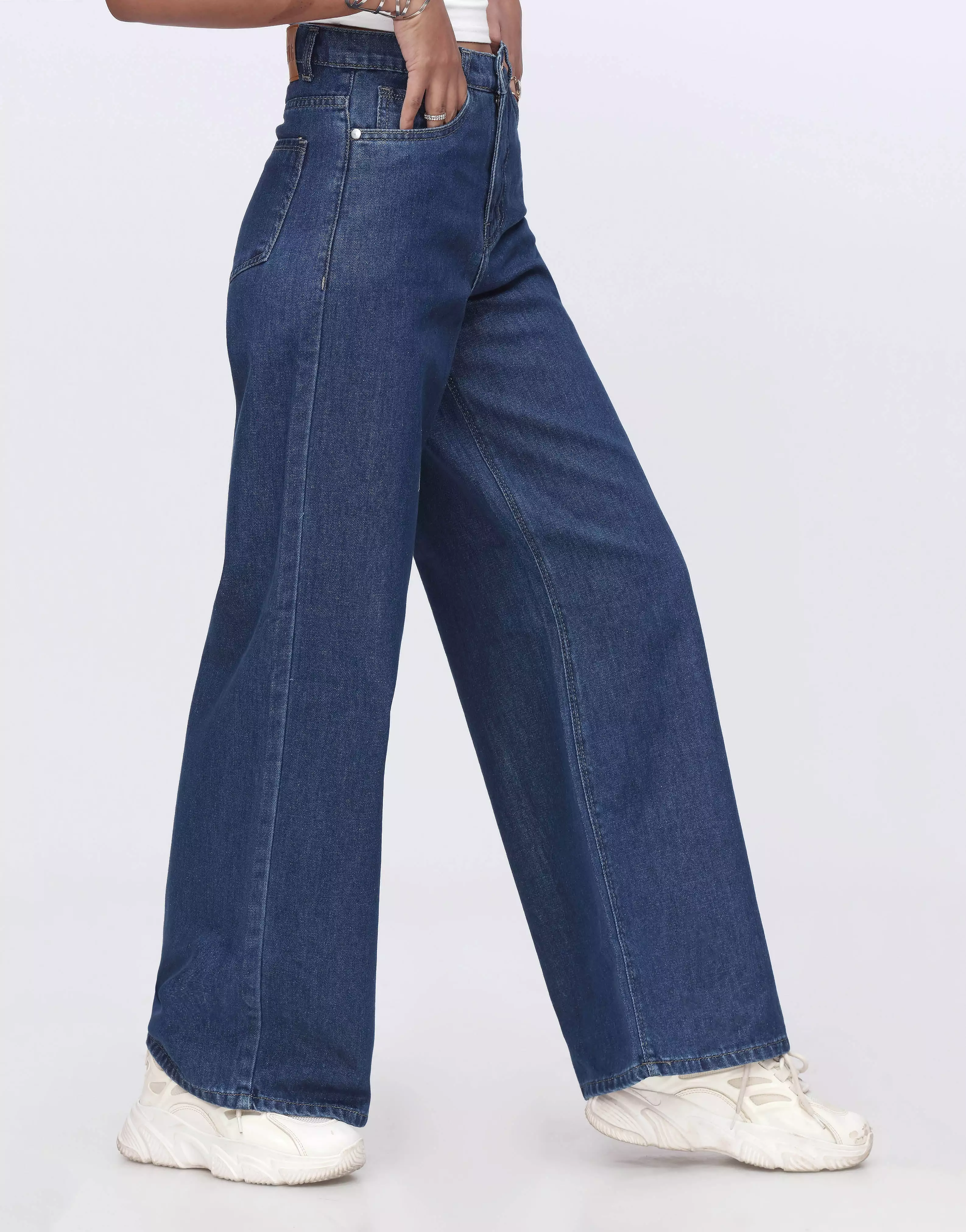 High Rise Wide Leg Jeans Indigo