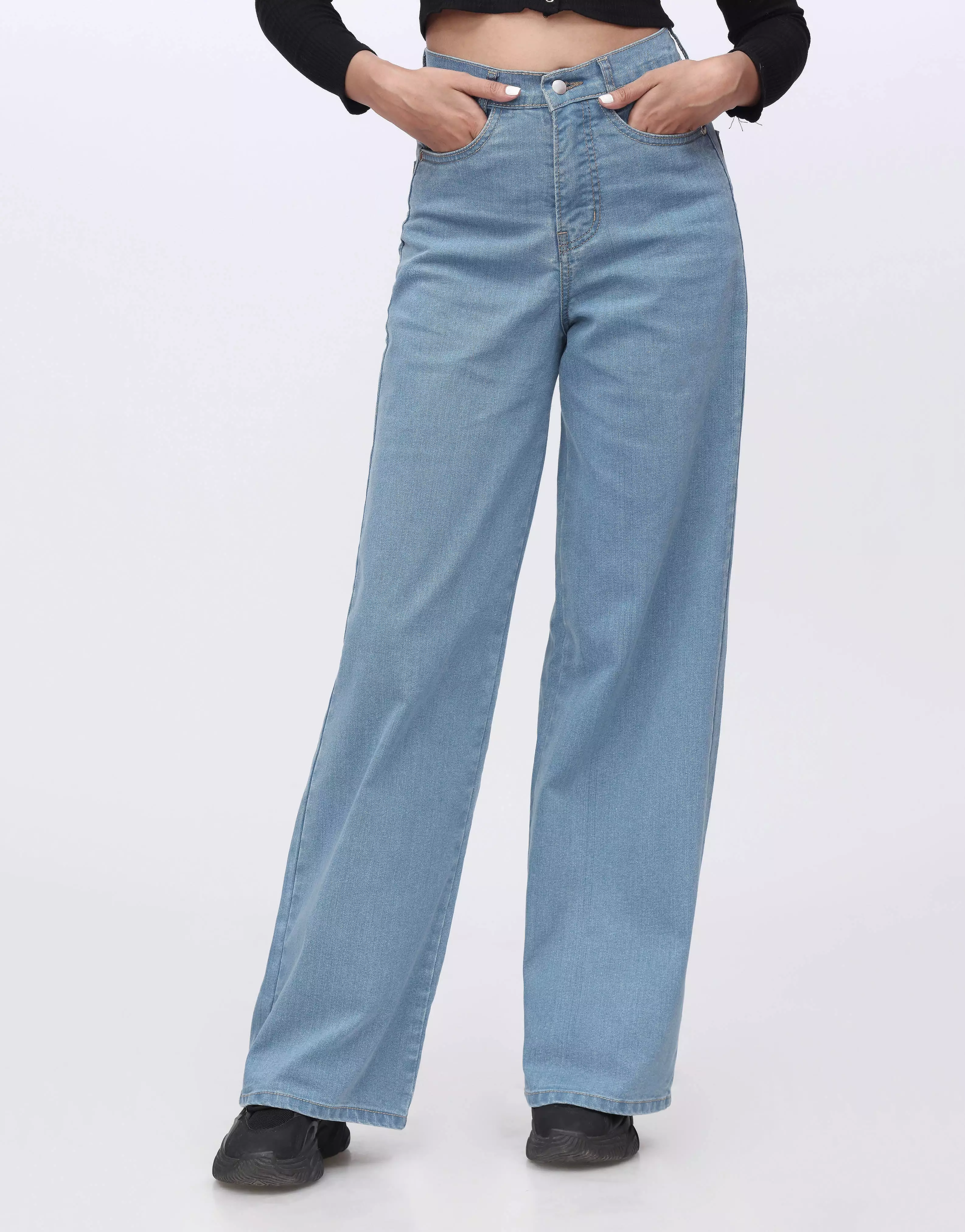 High Rise Wide Leg Jeans Medium Wash