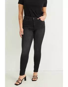 High Waist Curvy Skinny Jeans Black