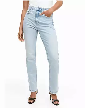 HM High Rise Straight Fit Jeans Light Blue