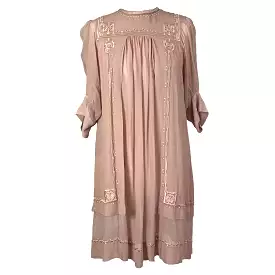 Isabel Marant Rose Pink Embroidered Silk Tunic Dress XXS/XS/S