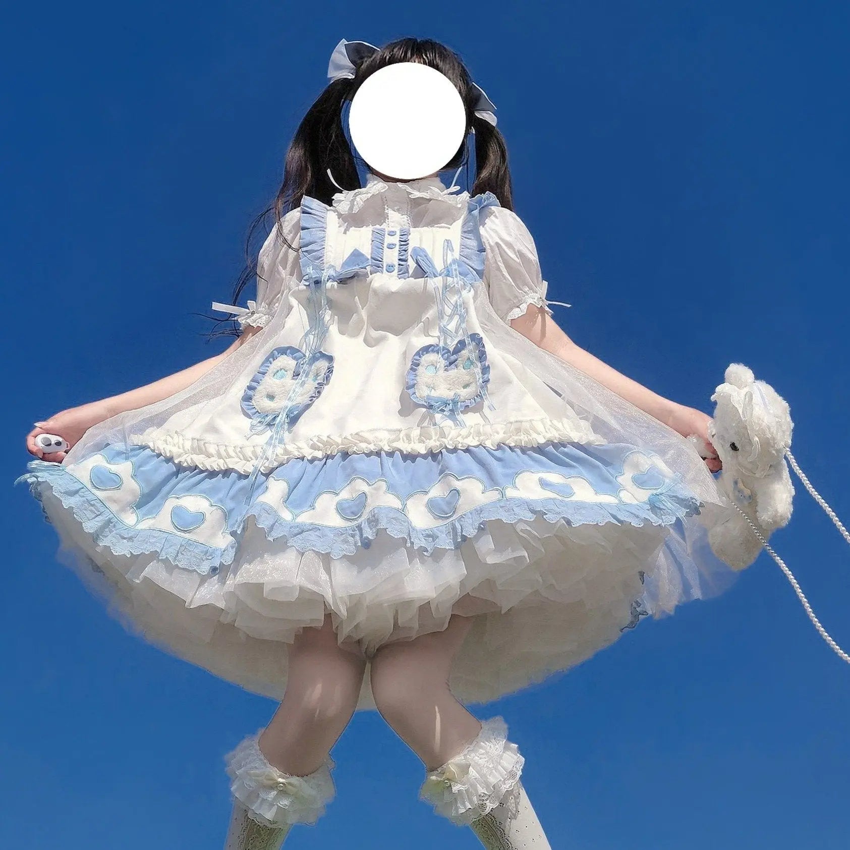 Japanese Sweet Lolita Cute Rabbit Ruffles Bow Jsk Princess Dress MK16741