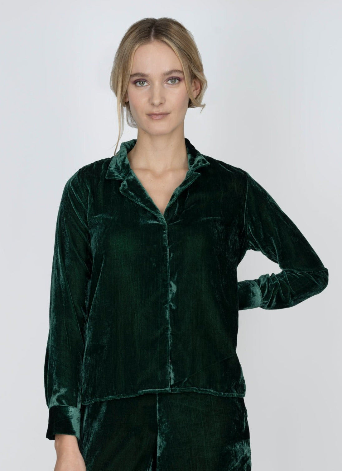 Jodie Emerald Velvet Shirt