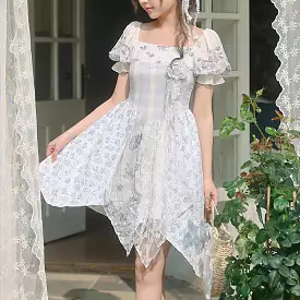 Kawaii Blue Spring Flowers Dress ON628