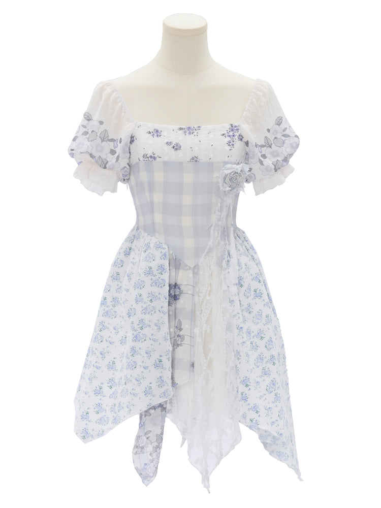 Kawaii Blue Spring Flowers Dress ON628