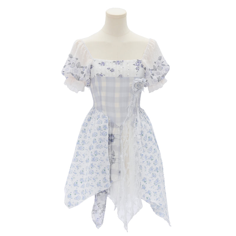 Kawaii Blue Spring Flowers Dress ON628