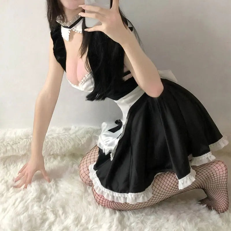 Kfashion Cute Maid Black White DressON851