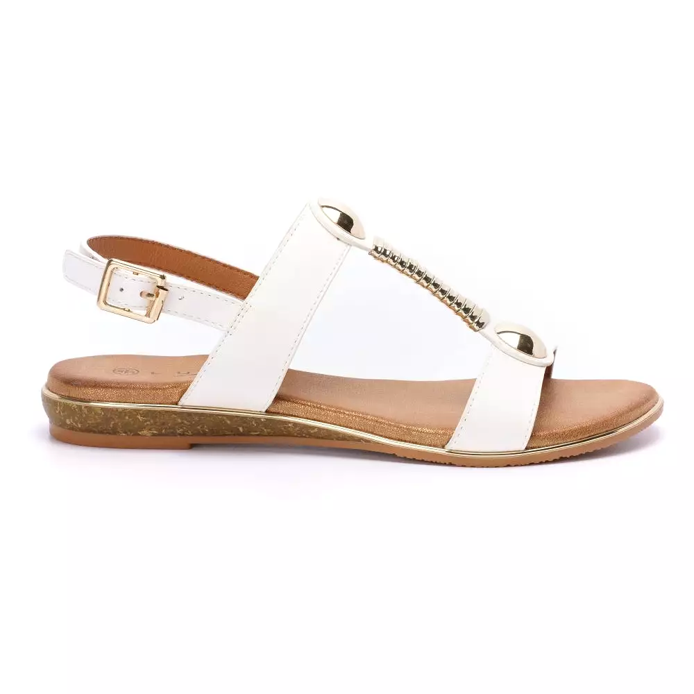 Ladies Lunar RENOIR T-Bar  Sandal White Tempo Soft