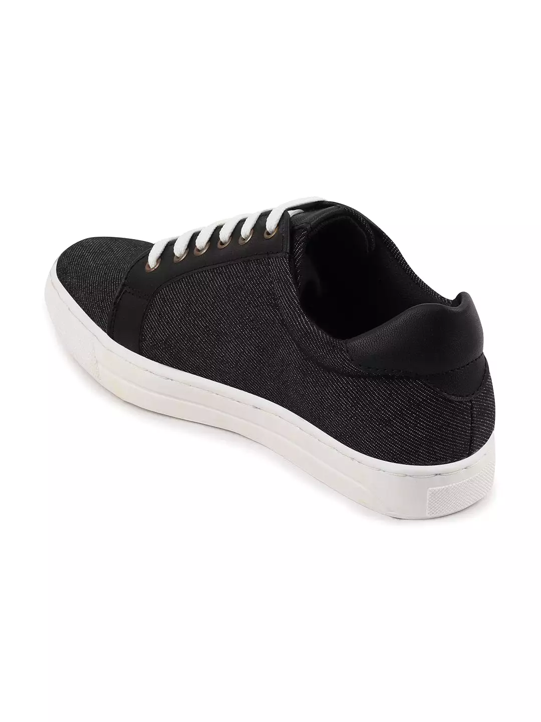 Men Black Trending Lace Up Denim Sneakers