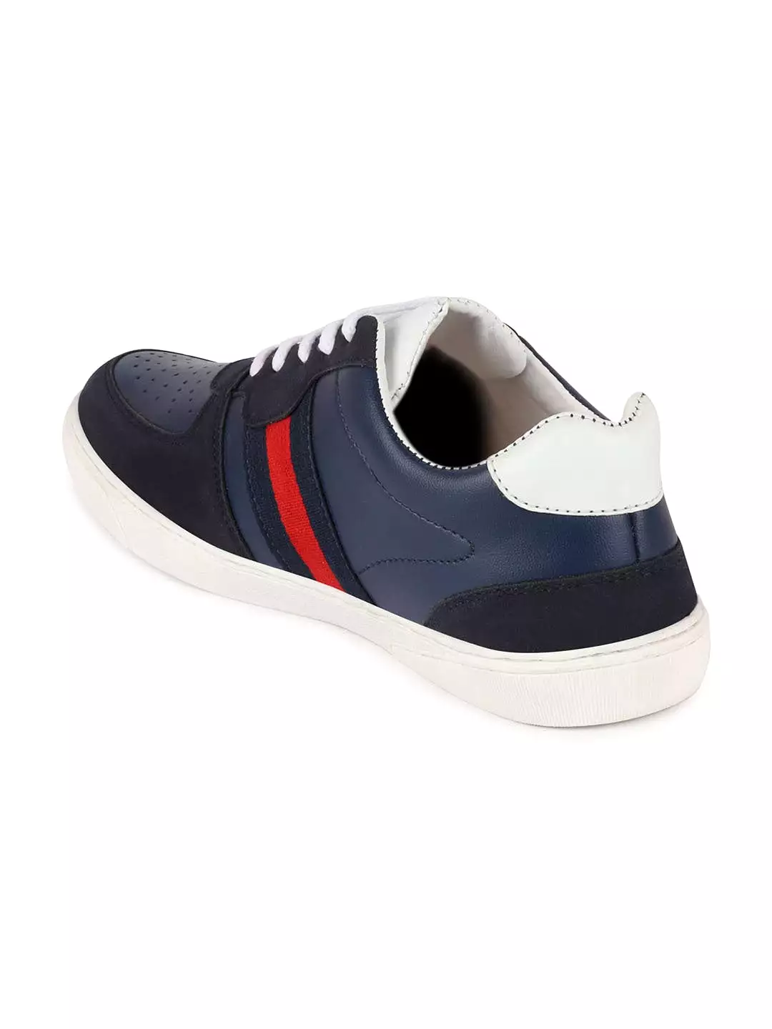 Men Navy Blue Lace Up Trendy Sneakers