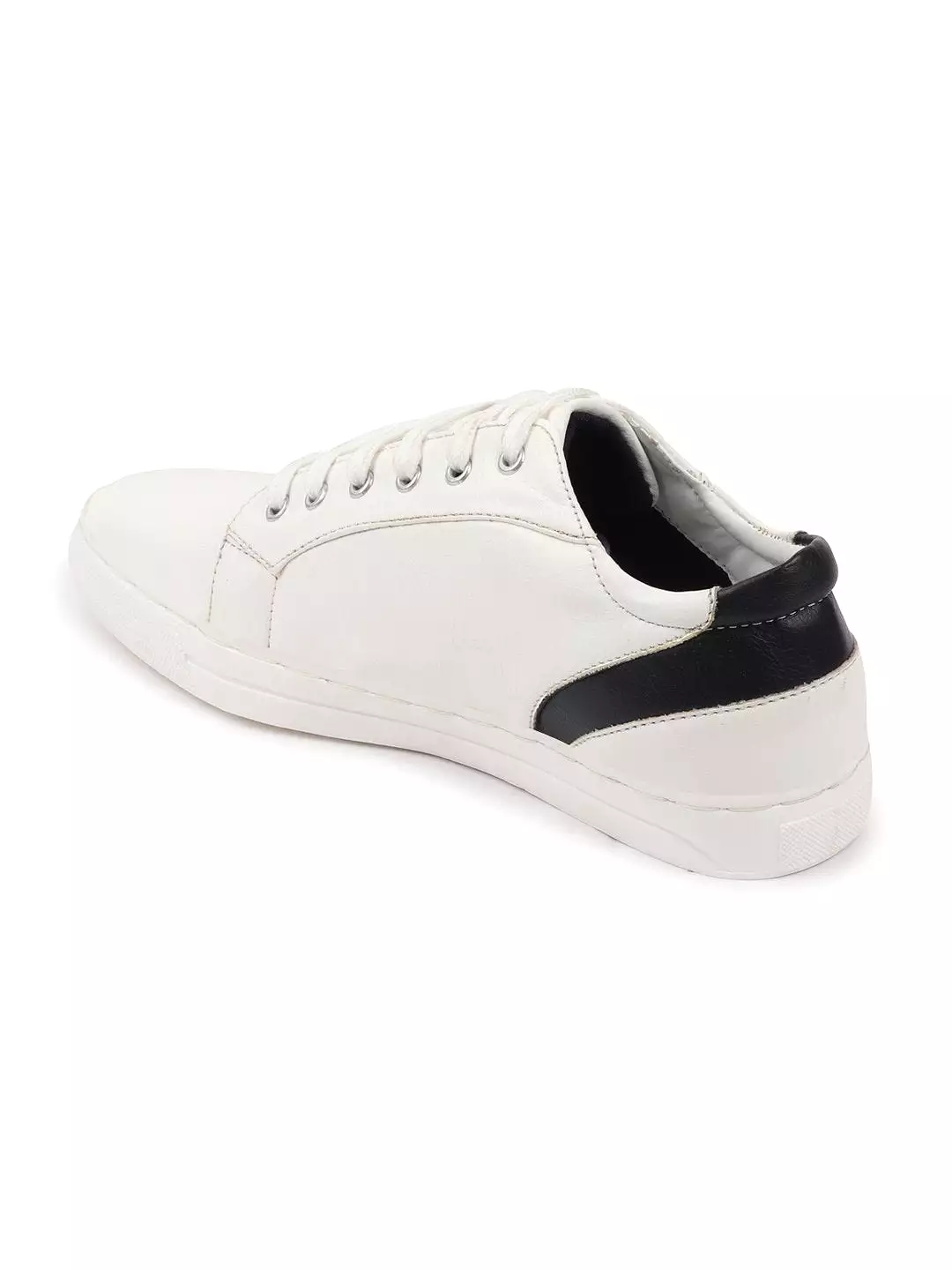 Men White Stylish Lace Up Sneakers