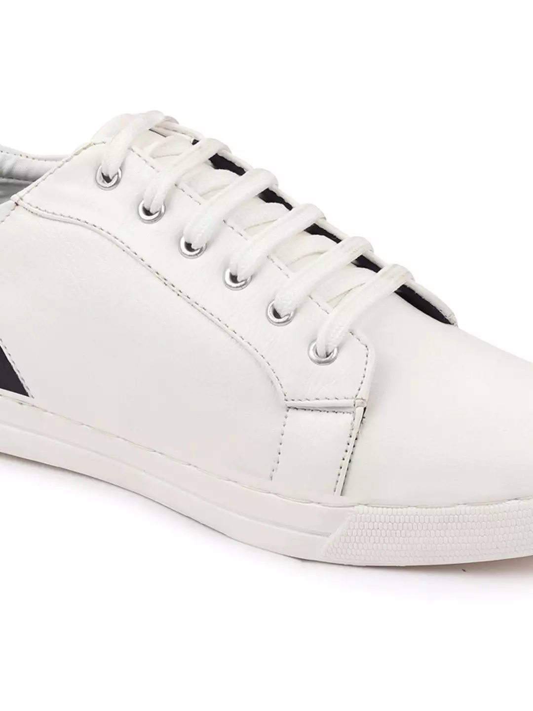 Men White Stylish Lace Up Sneakers