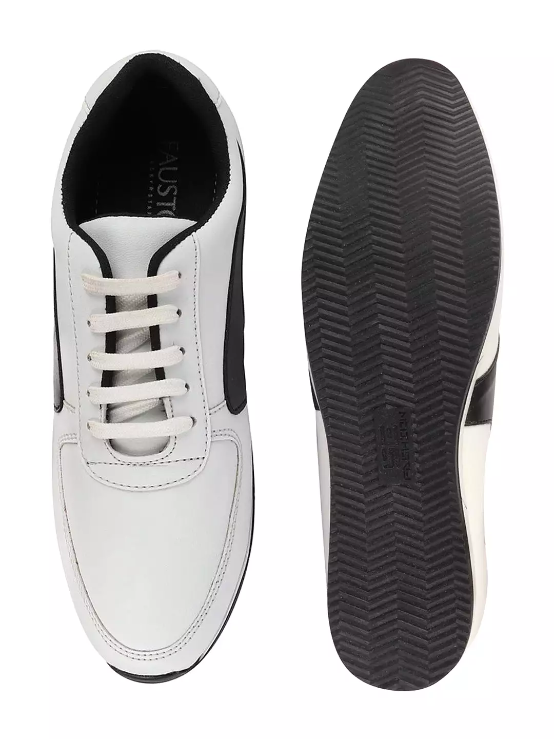 Men White Trendy Lace Up Sneakers