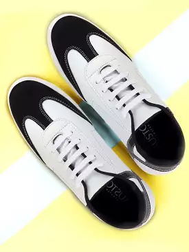 Men White/Black Lace Up Classic Sneakers