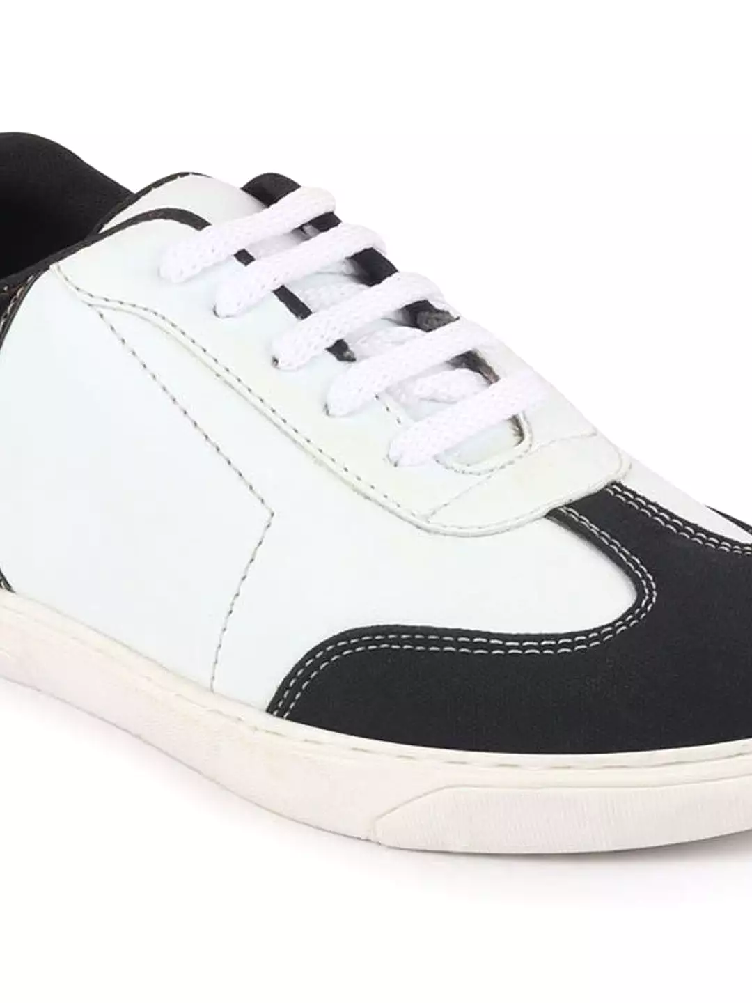 Men White/Black Lace Up Classic Sneakers