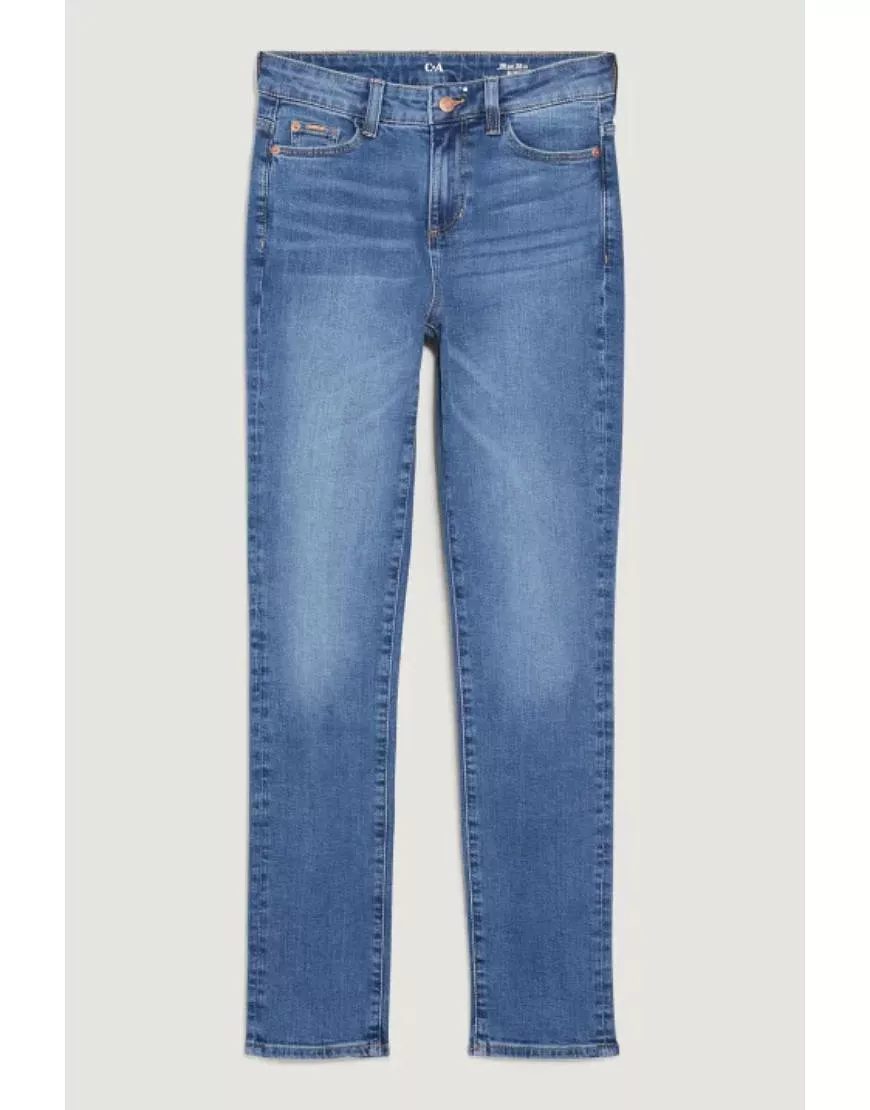 Mid Rise Slim Jeans Stretchable Dark Blue