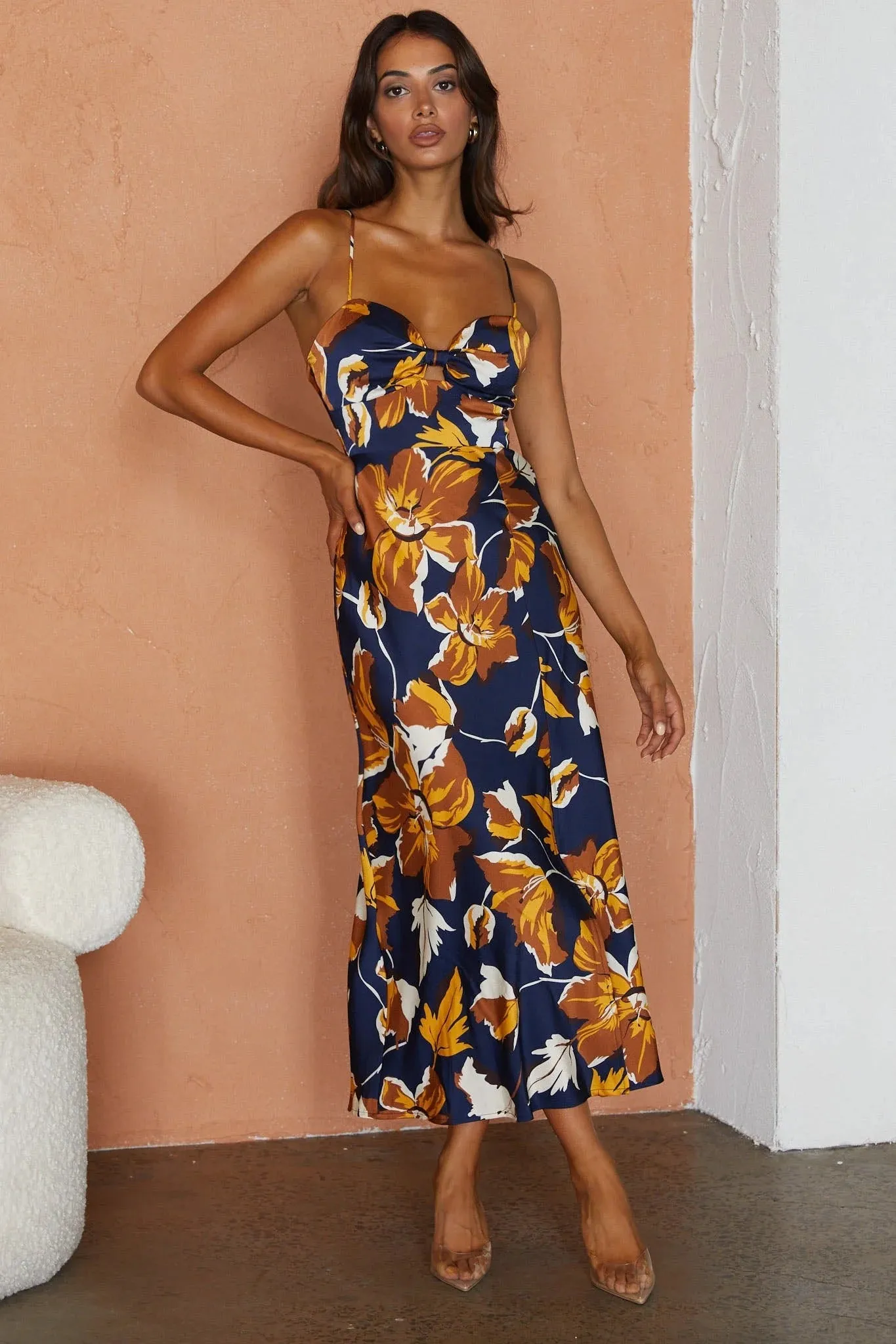 Milani Midi Dress - Navy Print