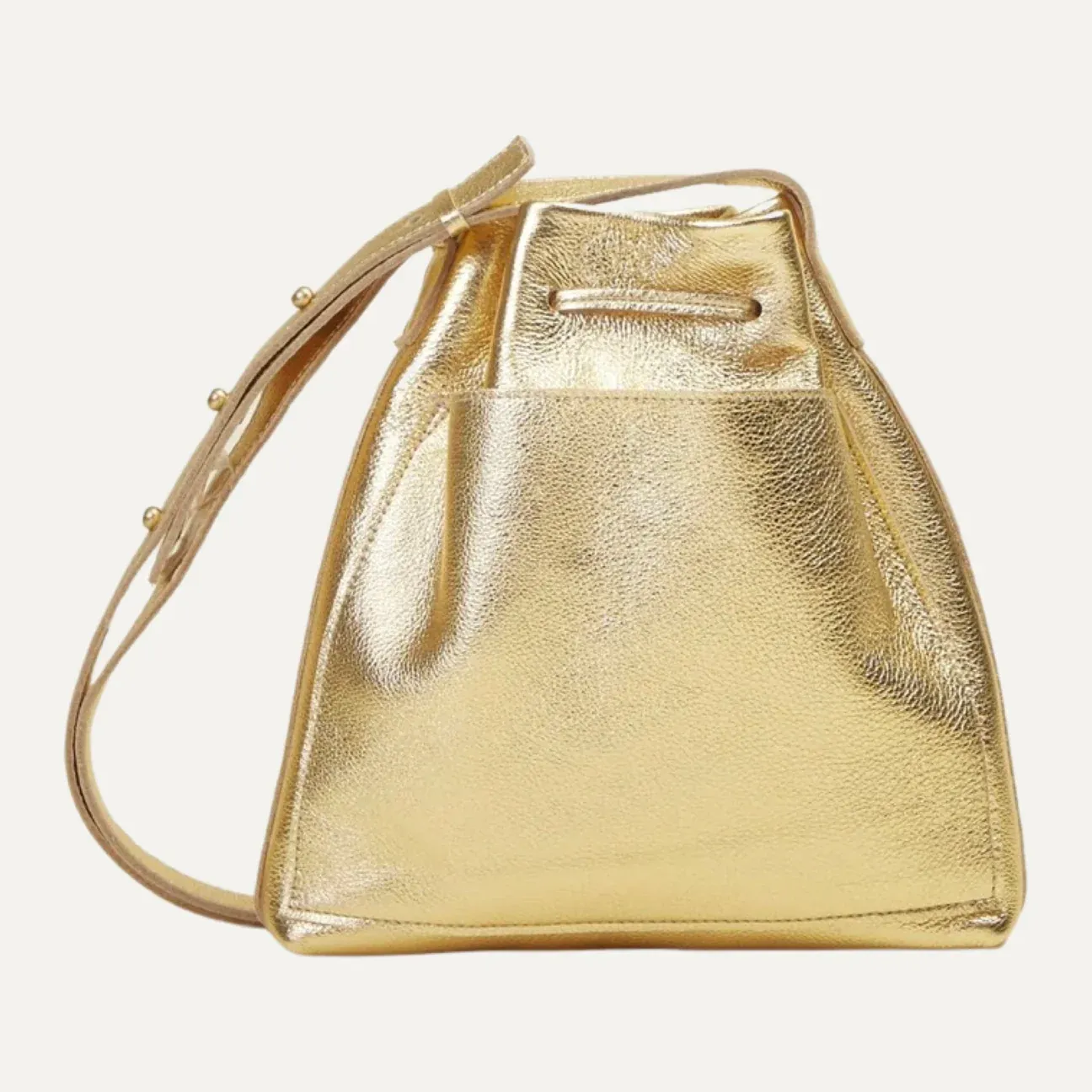 Mini Crossbody Tote | Gold Metallic Leather + Gold Hardware