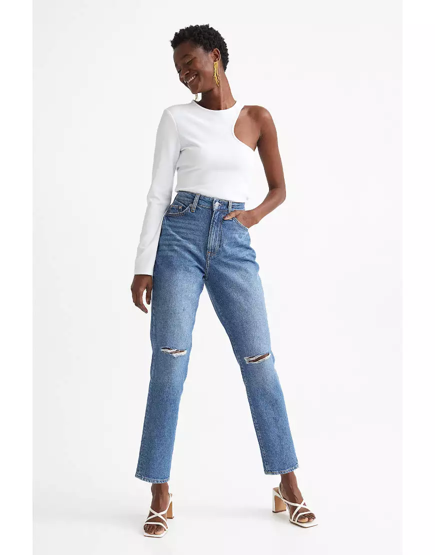 Mom Comfort Ultra High Jeans Knee Ripped