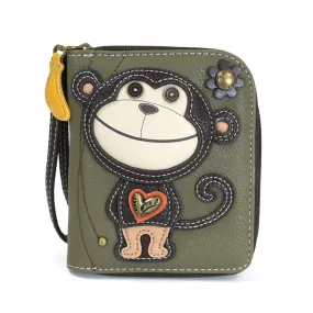 Monkey Zip-Around Wallet in Olive