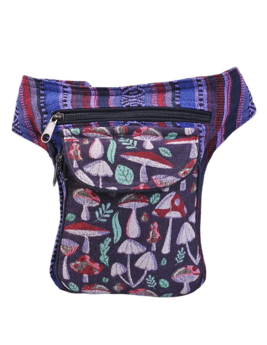 Mushroom Print Cotton Fanny Pack