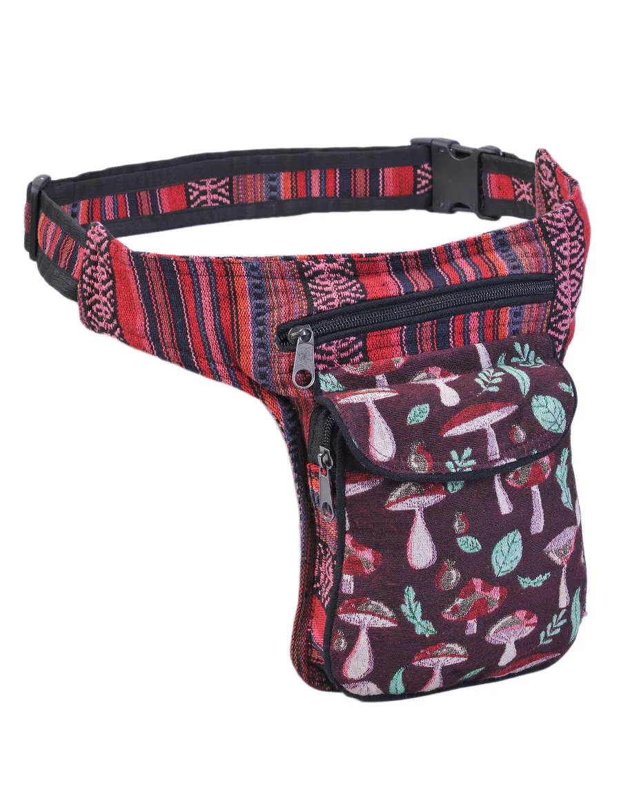 Mushroom Print Cotton Fanny Pack