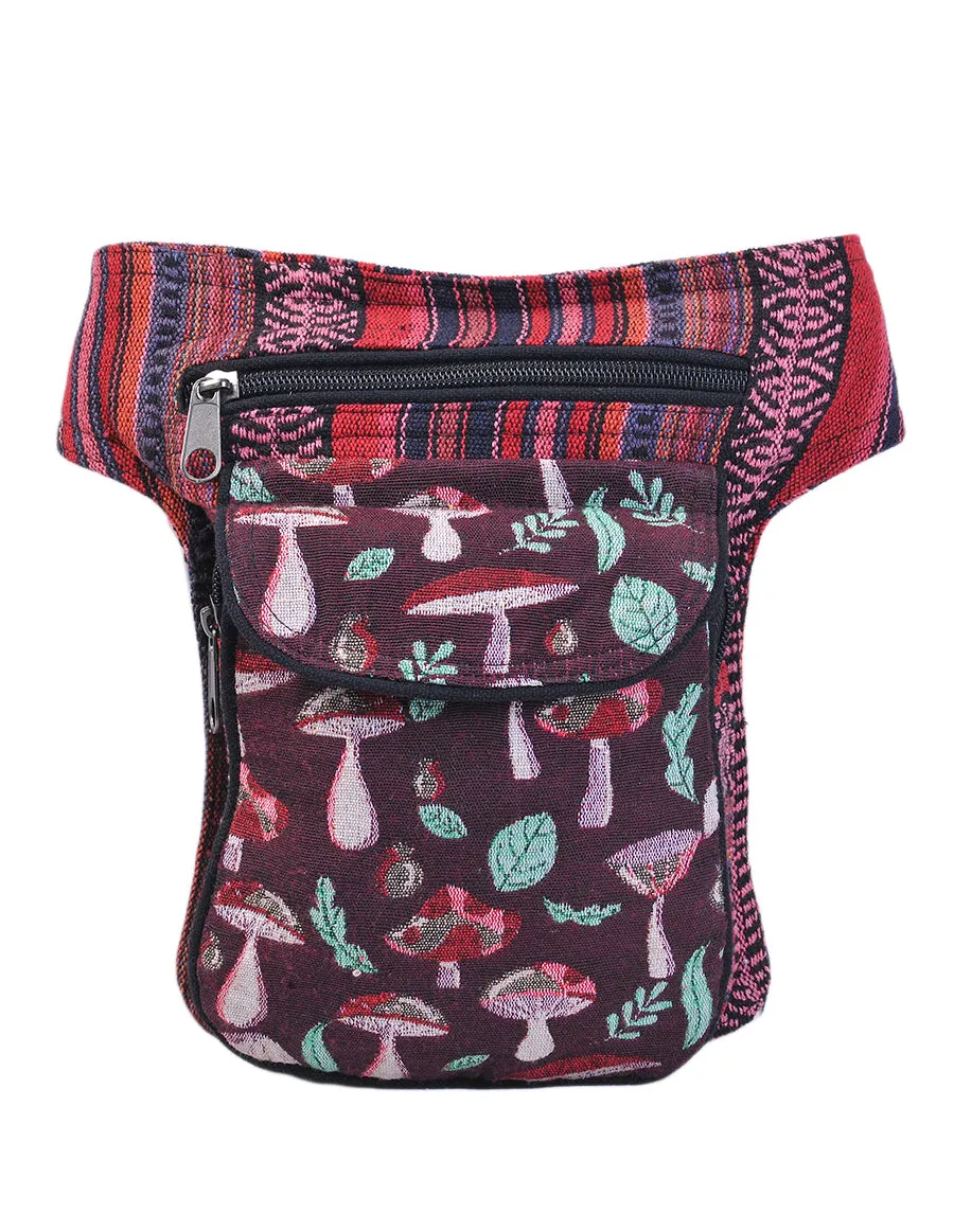 Mushroom Print Cotton Fanny Pack