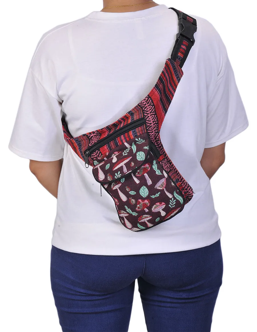 Mushroom Print Cotton Fanny Pack