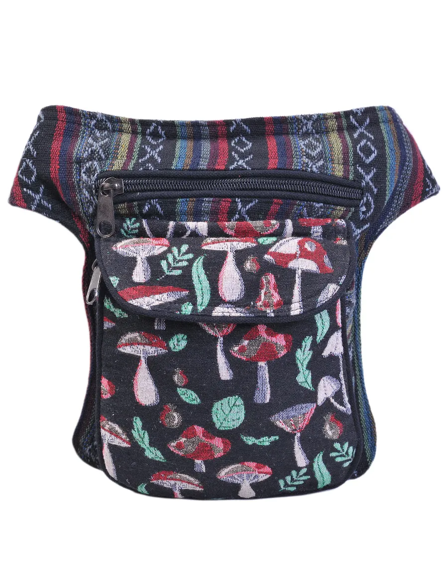 Mushroom Print Cotton Fanny Pack