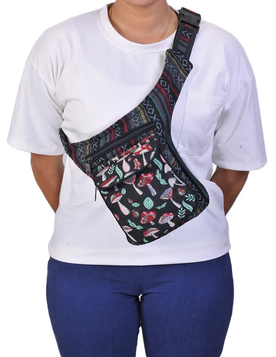 Mushroom Print Cotton Fanny Pack