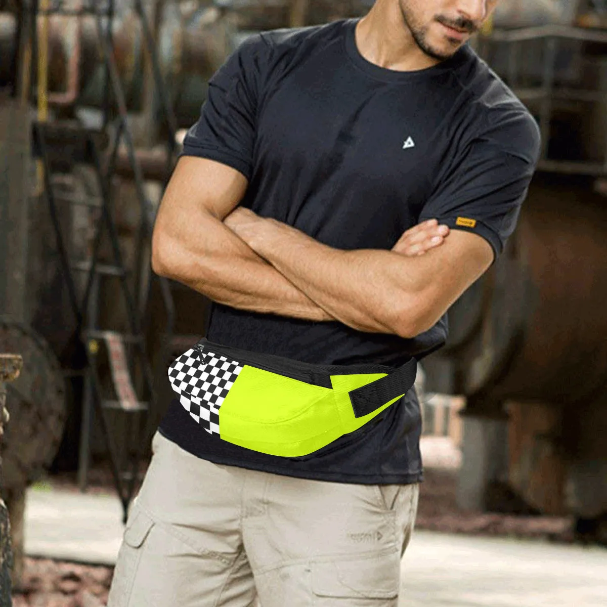 Neon Checkered Split Fanny Pack