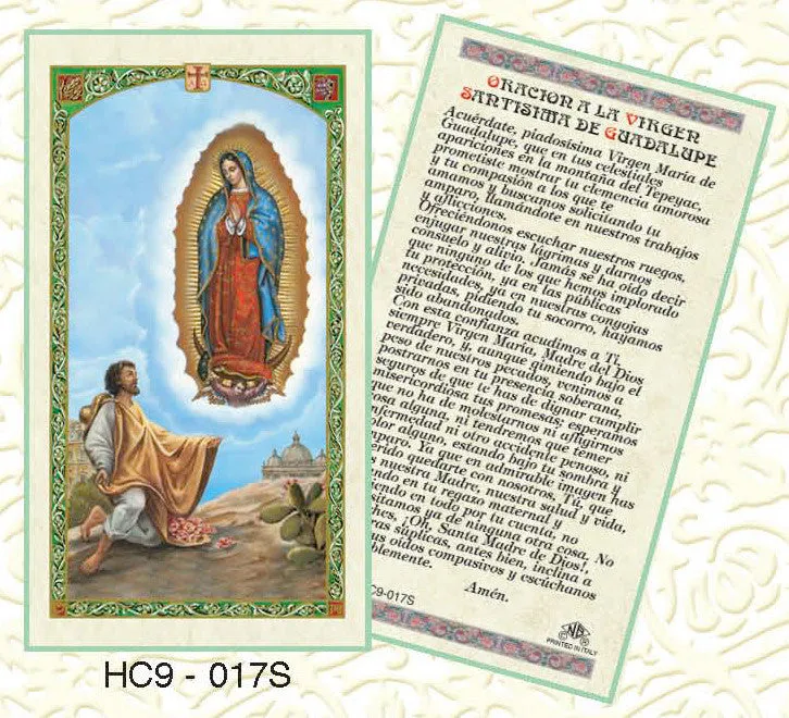 Oracion a la Virgen Santisima de Guadalupe Prayer Card (Laminated)